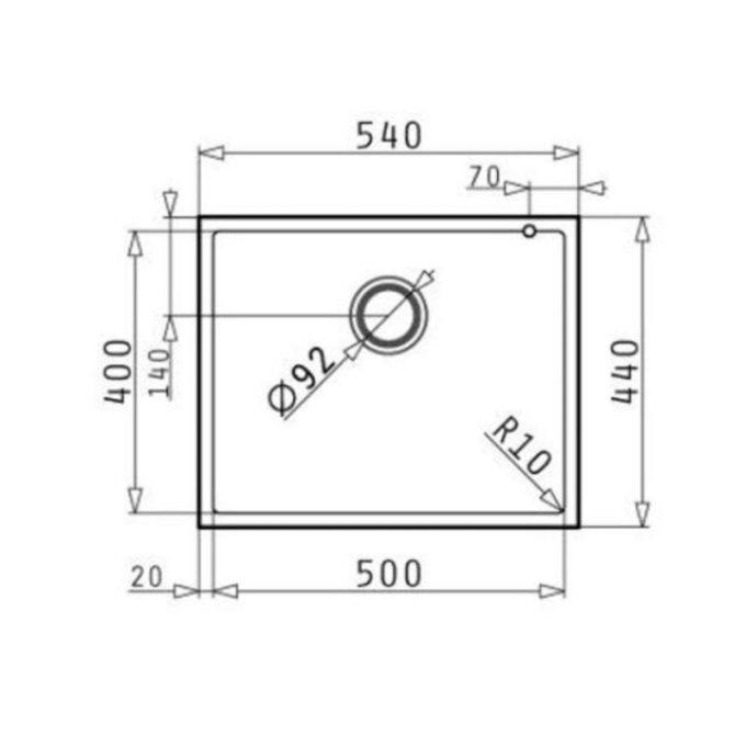 kích thước của Chậu rửa bát Bosch PYRAGRANITE TETRAGON 1B