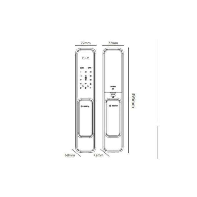 Kích thước của Khóa cửa điện tử Bosch EL 600KB màu đen