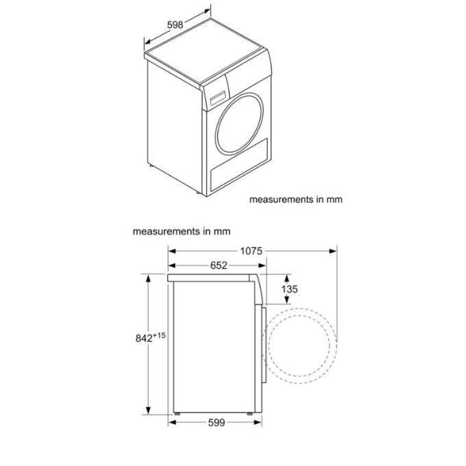 Kích thước máy sấy quần áo Bosch WTN84201MY