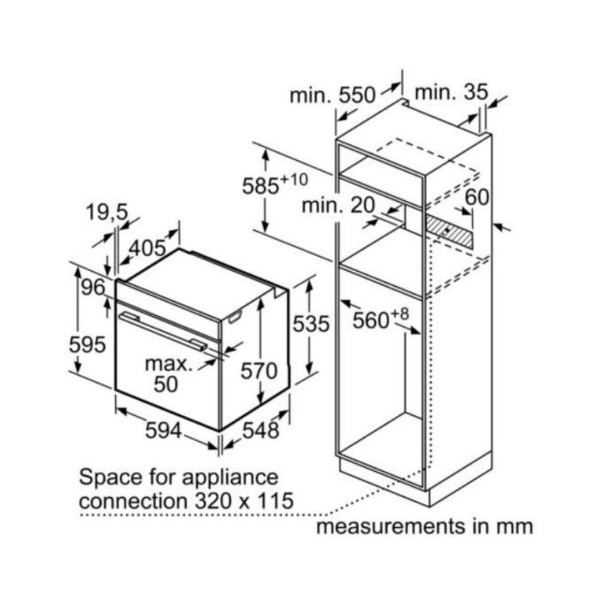 Kích thước lò nướng Bosch HBG5585S6B