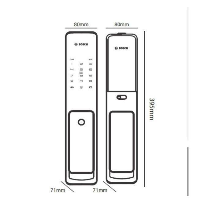 Kích thước khóa điện tử Bosch EL 600 KG