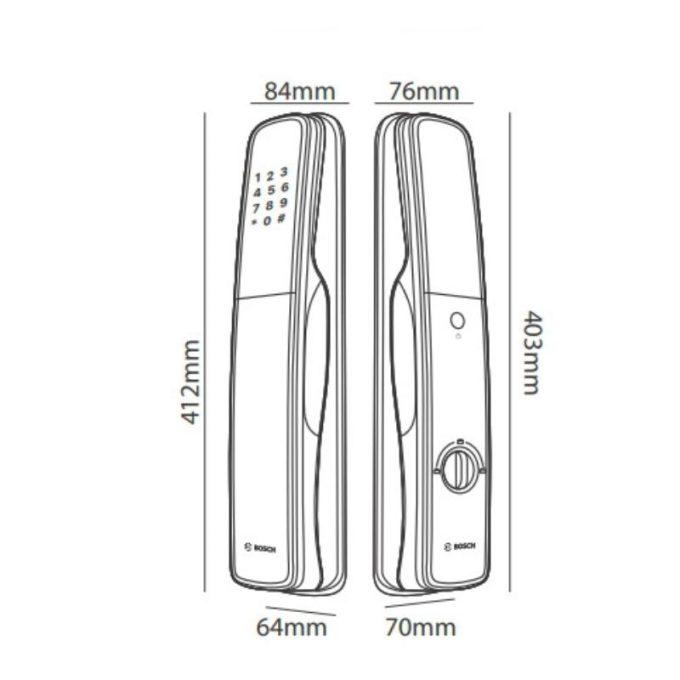 Kích thước khóa điện tử Bosch EL 800A EU/Khóa vân tay