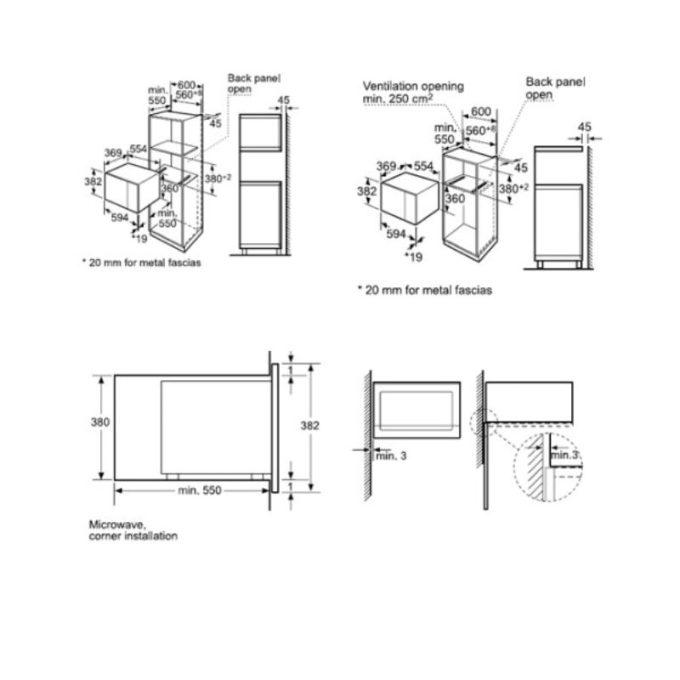 Kích thước Lò vi sóng Bosch BEL554MS0K