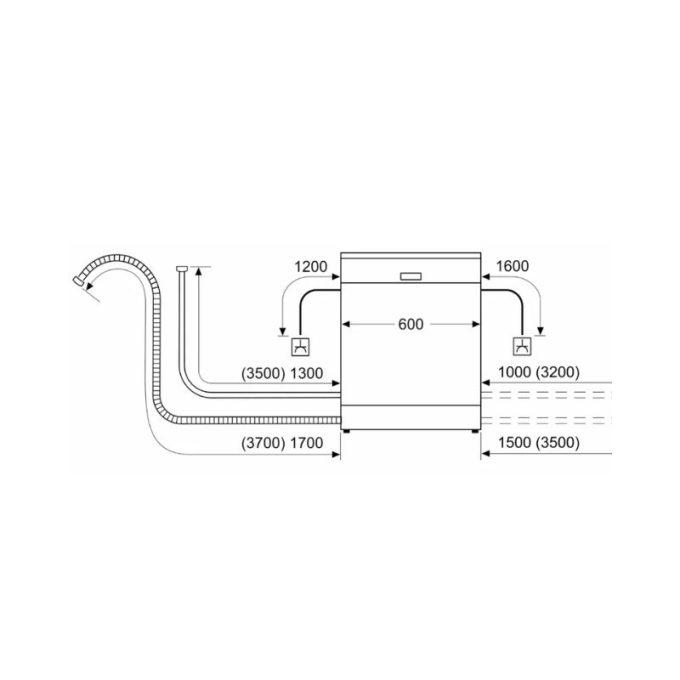 Thiết kế lắp đặt của máy rửa bát độc lập Bosch SMS23BW01T serie 2