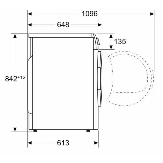 Kích thước máy sấy bơm nhiệt Bosch 9 kg WQG241A0IT Serie 6