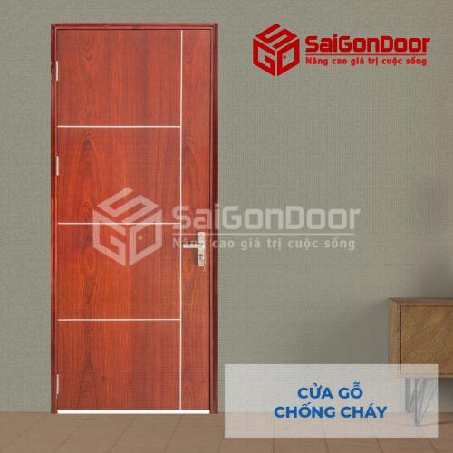 Cửa gỗ chống cháy MDF Veneer P1R4 Cam xe