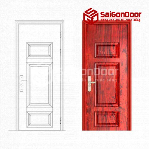 Cửa thép vân gỗ GS1H3