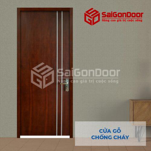 Cửa gỗ chống cháy MDF Veneer P1R2 Cam xe
