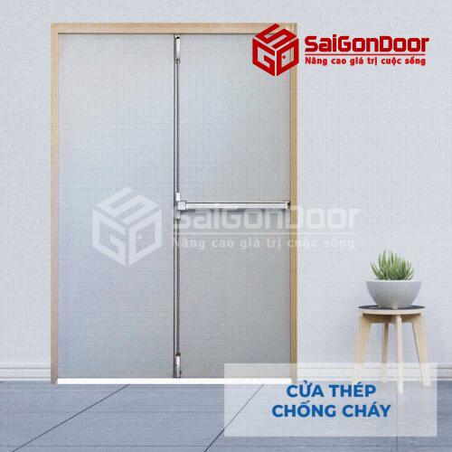 Cửa thép chống cháy 2P thanh thoát hiểm đơn
