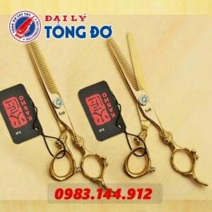 Bộ kéo cắt tỉa tóc KASHO Rồng Vàng Nhật Bản (Tặng Kèm Bao Da Đựng Kéo Cao Cấp + 2 Lược Toniguy) 22 - Keo Kasho Vang 5