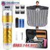 Combo Tông đơ F10: Tông đơ + 2 pin + kéo cắt + kéo tỉa + áo choàng + lược + 2 kẹp tóc + bao da 24 - Combo F10