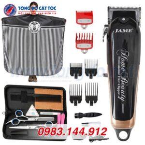 Combo Tông đơ Jame 1070: Tông đơ + kéo cắt + kéo tỉa + áo choàng + lược + 2 kẹp tóc + bao da