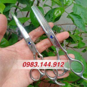 Bộ kéo cắt tỉa freelander mắt xanh tặng bao da, lược 9 - keo freelandeer xanh