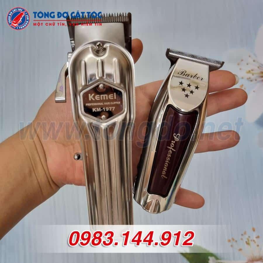 Combo tông đơ Kemei KM1977, chấn viền barber