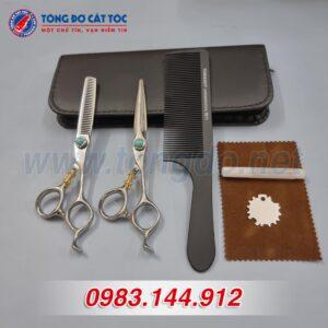 Bộ kéo cắt tóc chuyên nghiệp NEPURLSON bạc xanh ngọc 16 - keo NEPURLson bac 1 scaled 1