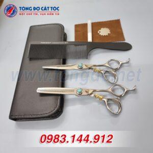 Bộ kéo cắt tóc chuyên nghiệp NEPURLSON bạc xanh ngọc 14 - keo NEPURLson bac 2 scaled 1
