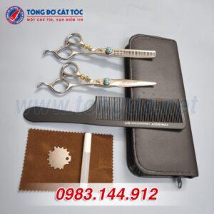 Bộ kéo cắt tóc chuyên nghiệp NEPURLSON bạc xanh ngọc 12 - keo NEPURLson bac 3 scaled 1