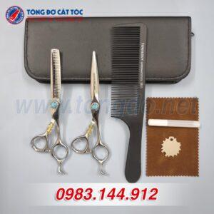 Bộ kéo cắt tóc chuyên nghiệp NEPURLSON bạc xanh ngọc