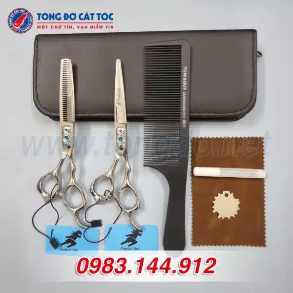 Bộ Kéo Cắt Tóc Chuyên Nghiệp Freelander Xanh Ngọc: Chất Lượng Uy Tín, Giá Trị Đích Thực 9 - keo freelander xanh ngoc scaled 1