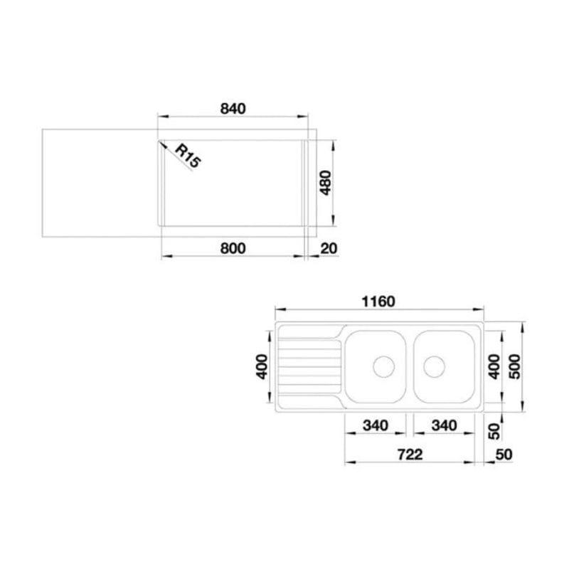 Kích thước Chậu rửa bát Hafele Blanco - Dinas 8S 570.27.200 Kích thước Chậu rửa bát Hafele Blanco - Dinas 8S 570.27.200
