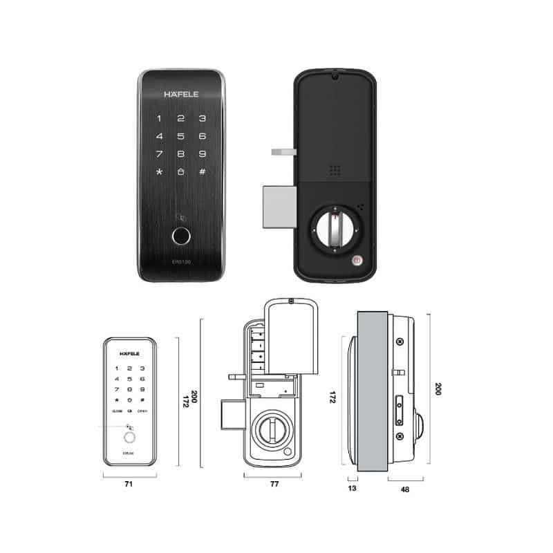 Cấu tạo Khóa cửa điện tử Hafele ER5100 912.05.319 Cấu tạo Khóa cửa điện tử Hafele ER5100 912.05.319