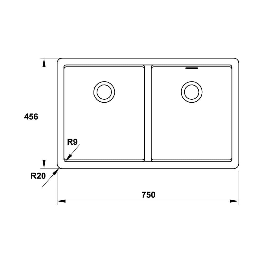 Kích thước Chậu rửa bát đá Hafele HS20-GEN2S80 570.30.310 Chậu rửa bát đá Hafele HS20-GEN2S80 570.30.310
