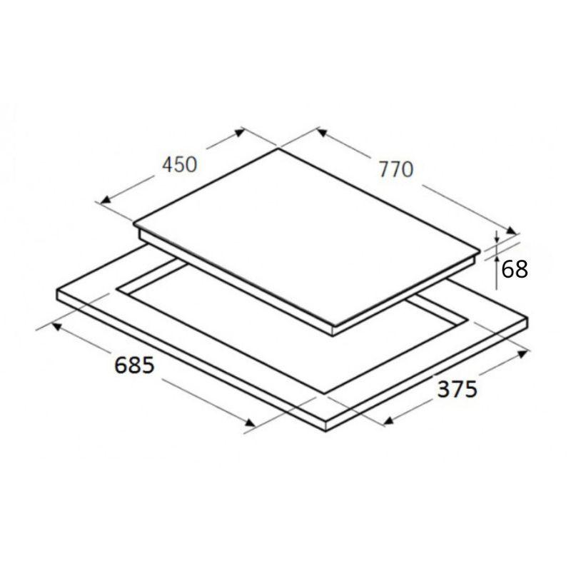 Kích thước bếp từ đôi kết hợp hồng ngoại Hafele HC-M772C 536.61.565 Kích thước bếp từ đôi kết hợp hồng ngoại Hafele HC-M772C 536.61.565