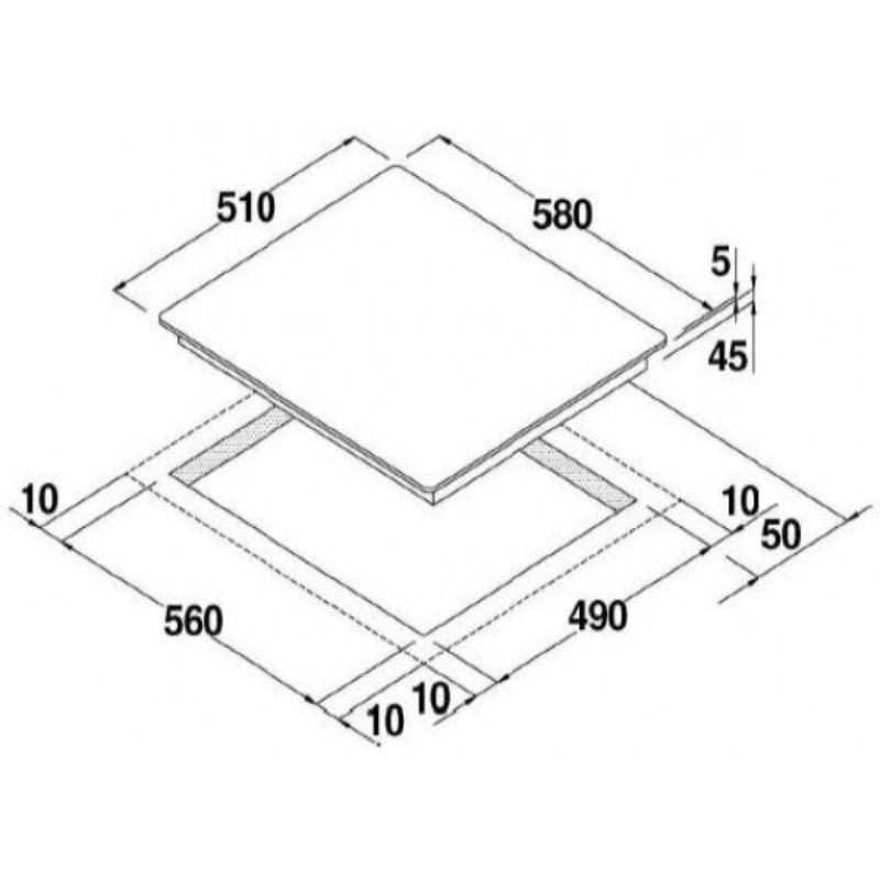 Kích thước bếp từ Hafele 4 vùng nấu HC F604A 537.09.502 lắp âm Kích thước bếp từ Hafele 4 vùng nấu HC F604A 537.09.502 lắp âm