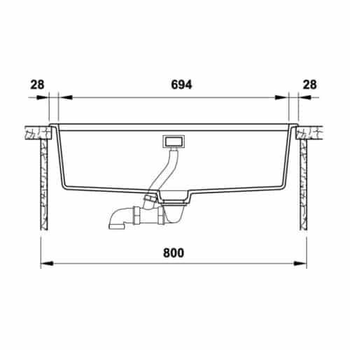 Chậu rửa bát đá Hafele HS20-GEN1S80 570.30.300 - 1 hố to 8 Chậu rửa bát đá Hafele HS20-GEN1S80 570.30.300