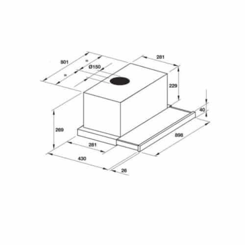Máy hút mùi âm tủ Hafele DHI623GSG 539.86.052 6 Kích thước Máy hút mùi âm tủ Hafele 539.86.052