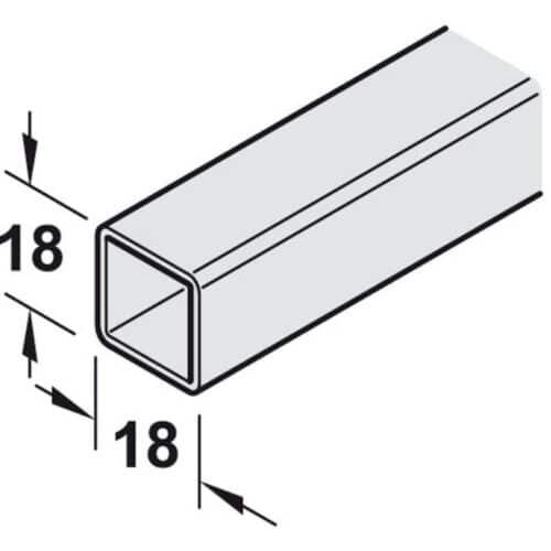 Kích thước thanh Bar treo cho tủ nhôm 4x8x600x18mm Hafele 793.05.301