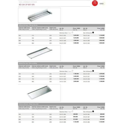 Kích thước khay up chén đĩa Hafele 544.01.027 inox, 564x263mm