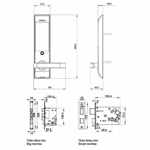 Khóa cửa điện tử Hafele EL7900-TCB 912.05.641 6 Kích thước Khóa cửa điện tử Hafele EL7900-TCB 912.05.641