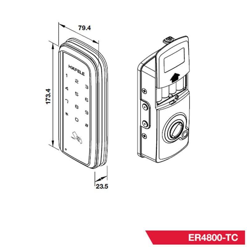 Kích thước Khóa cửa điện tử Hafele ER4800-TC 912.05.372 Kích thước Khóa cửa điện tử Hafele ER4800-TC 912.05.372