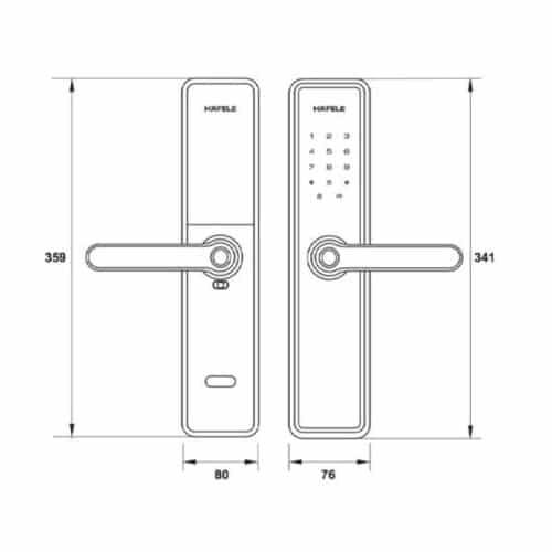 Khóa điện tử Hafele DL7602 912.20.233 4 Kích thước Khóa điện tử Hafele DL7602 912.20.233