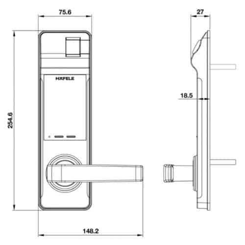 Khóa điện tử Hafele EL7700-TCS 912.05.718 6 Kích thước Khóa điện tử Hafele EL7700-TCS 912.05.718
