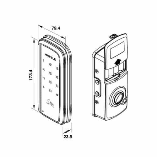 Khóa điện tử Hafele ER5900-TCB 912.05.656 5 Kích thước Khóa điện tử Hafele ER5900-TCB 912.05.656