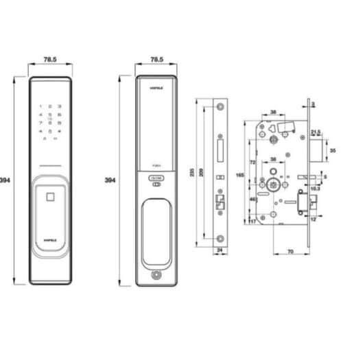 Khóa điện tử Hafele PP8100 912.20.260 8 Kích thước Khóa điện tử Hafele PP8100 912.20.260
