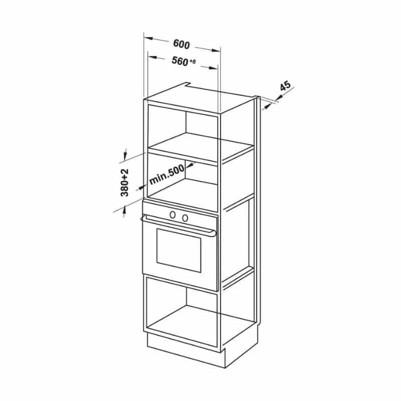 Kích thước của lò nướng kết hợp vi sóng Hafele HMO-6T28A 538.31.390 Kích thước của lò nướng kết hợp vi sóng Hafele HMO-6T28A 538.31.390