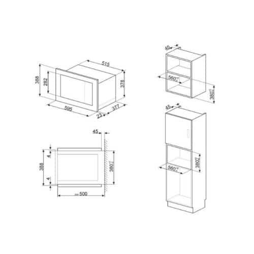 Lò vi sóng kết hợp nướng Hafele FMI325X 536.34.161 6 Kích thươc lò vi sóng kết hợp nướng Hafele FMI325X 536.34.161