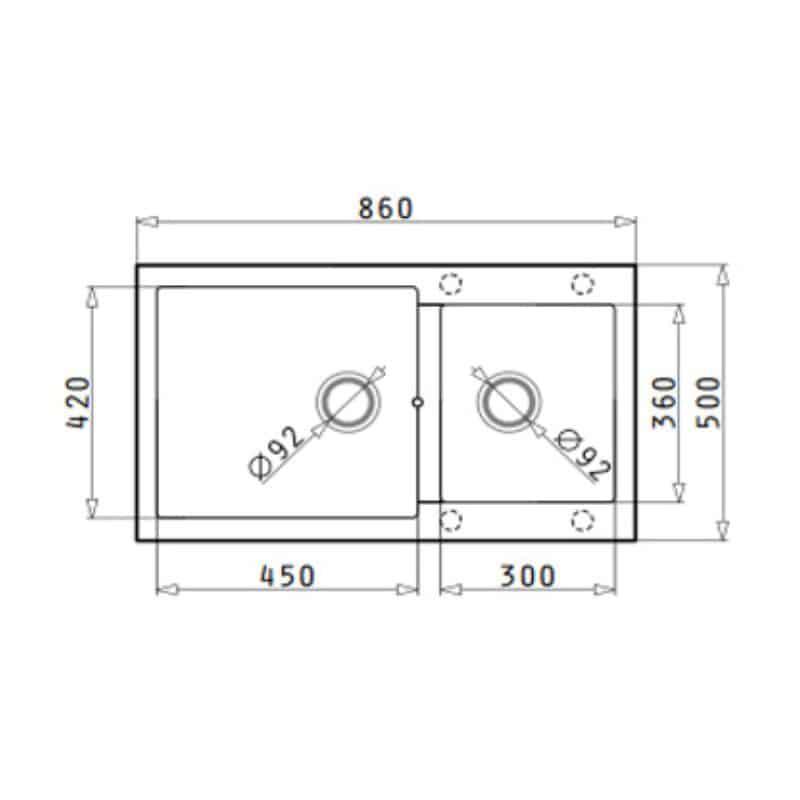 Kích thước Chậu rửa bát Hafele HS G8650 565.83.351 Chậu rửa bát Hafele HS G8650 565.83.351