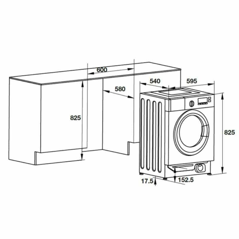 Kích thước máy giặt âm tủ 8kg Hafele HW-B60A 538.91.080 Kích thước máy giặt âm tủ 8kg Hafele HW-B60A 538.91.080