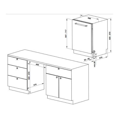Kích thước máy rửa bát Hafele 533.23.320