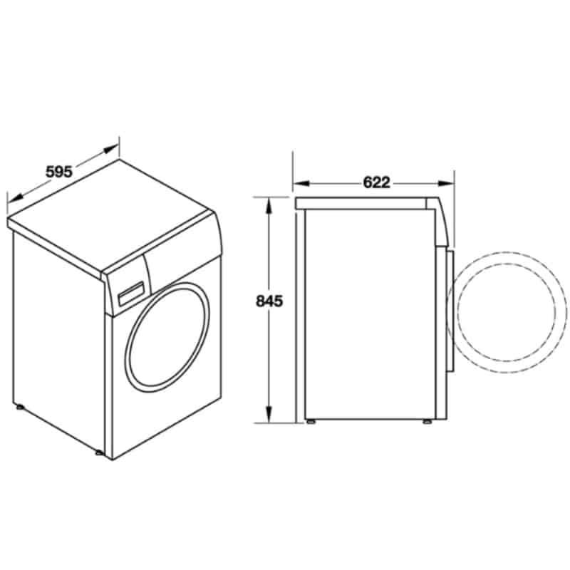 Kích thước máy sấy quần áo Hafele HD F60A 538.91.520 Kích thước máy sấy quần áo Hafele HD F60A 538.91.520
