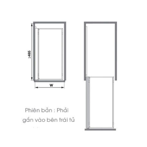 Kích thước phụ kiện tủ bếp dưới, bộ rổ kéo Comfort II Hafele 545.53.760