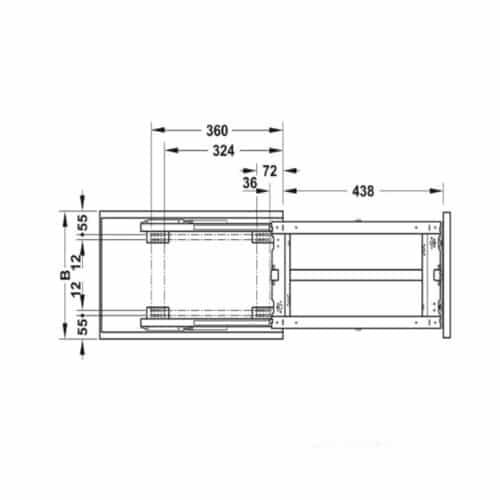 Kích thước phụ kiện tủ bếp Hafele 545.11.962 màu Anthracite