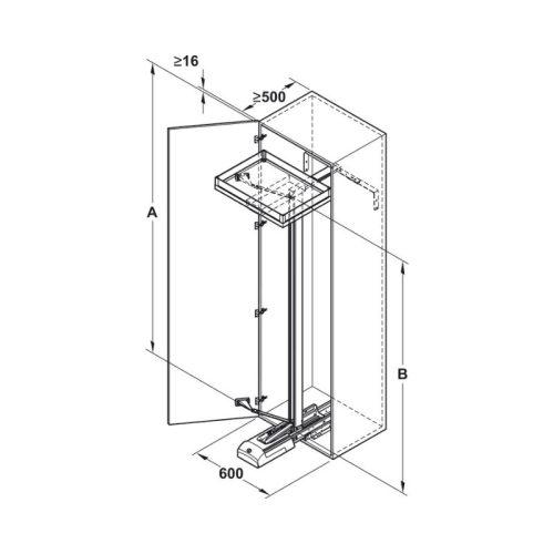 Kích thước Phụ kiện tủ bếp Hafele 549.72.306