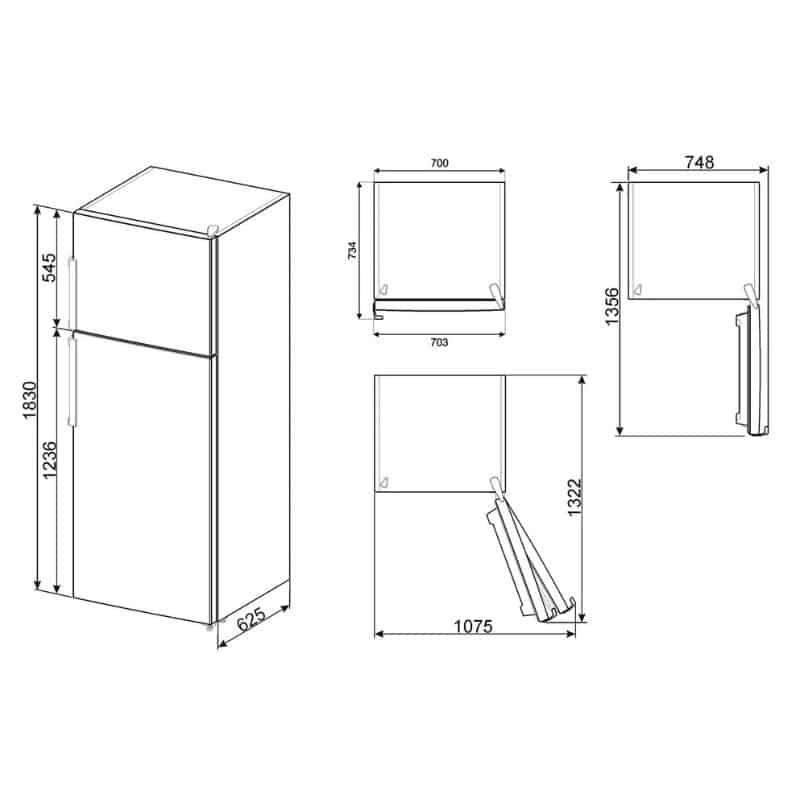 Kích thước Tủ Lạnh Hafele Smeg FD70FN1HX 535.14.593 Kích thước Tủ Lạnh Hafele Smeg FD70FN1HX 535.14.593