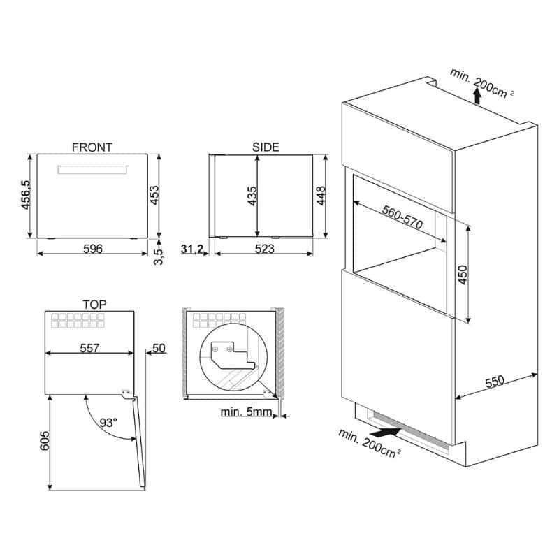 Kích thước tủ rượu Smeg CVI621RWNR3 535.14.571 Kích thước tủ rượu Smeg CVI621RWNR3 535.14.571