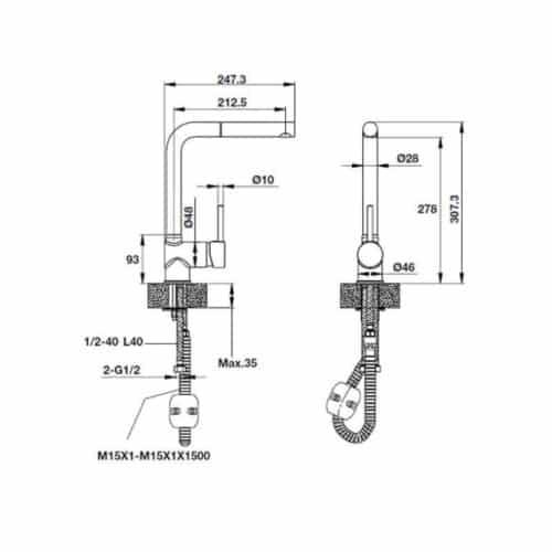 Vòi rửa bát đá Hafele HT19-GH1P278 570.51.380